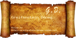 Greifenstein Dénes névjegykártya